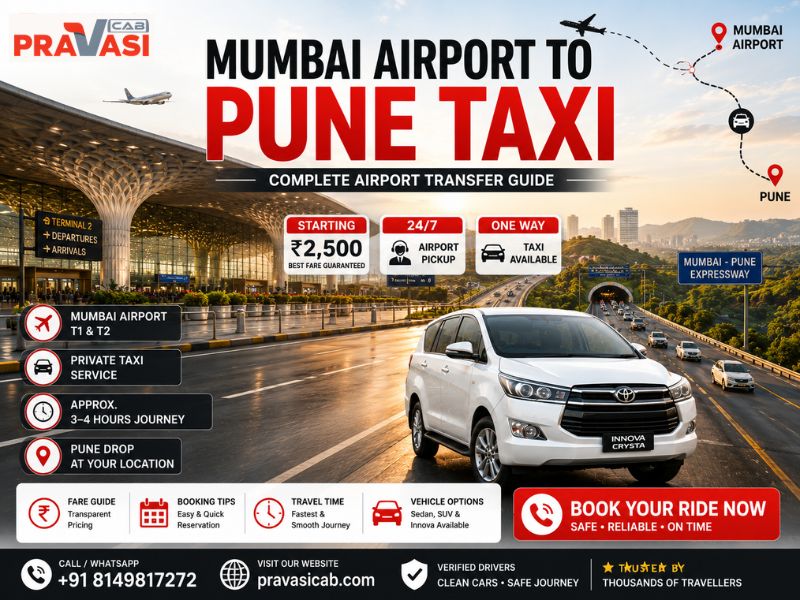 Mumbai Airport to Pune Taxi – Hassle-Free Cab Booking Starting ₹2,500