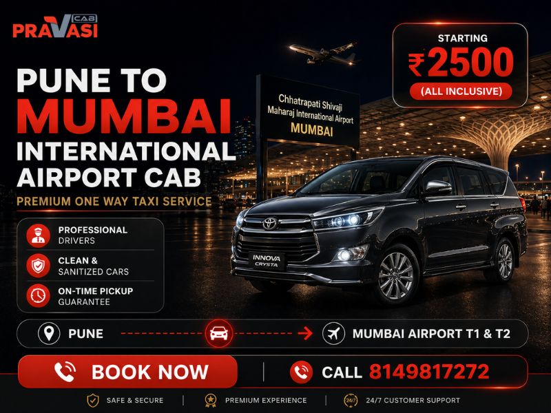Pune to Mumbai International Airport cab service – one way taxi booking by Pravasi Cab