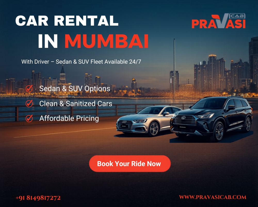 Car rental in Mumbai with driver — Pravasi Cab sedan and SUV fleet available 24/7