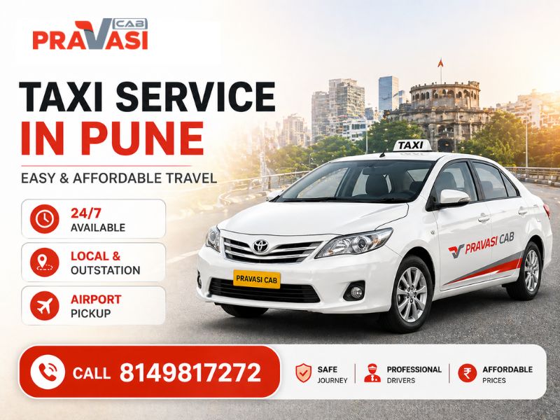 Pravasi Cab taxi service in Pune — local hourly cab, airport transfer and outstation booking
