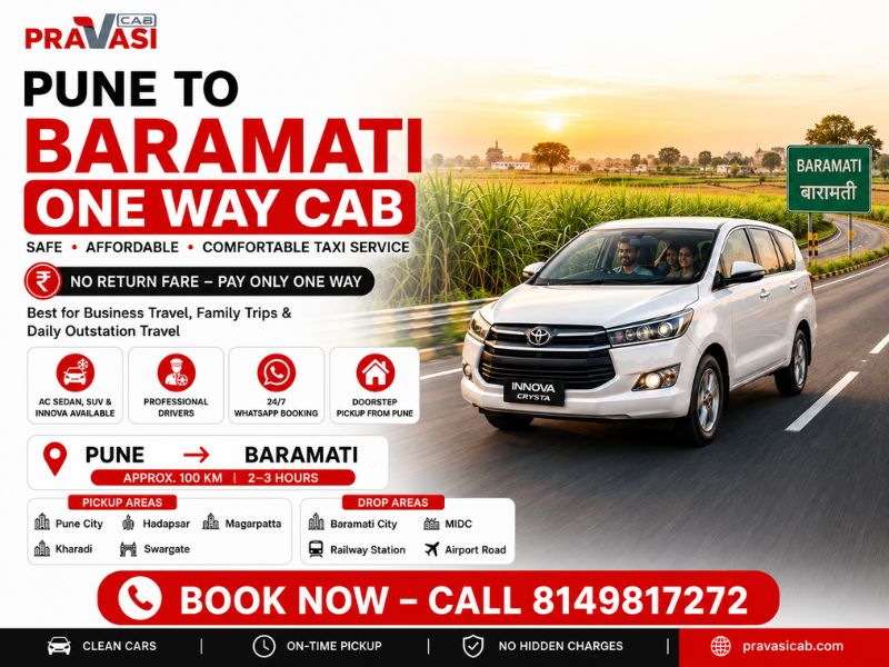 Pune to Baramati one way cab service – book affordable taxi starting ₹2,390