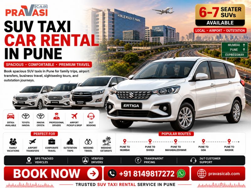 SUV taxi in Pune – Ertiga, Innova and Crysta cab rental by Pravasi Cab