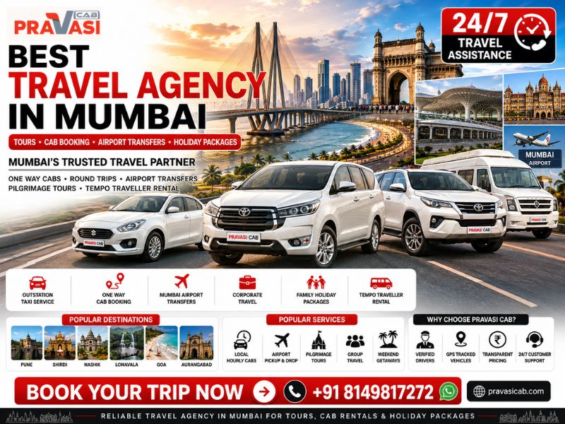 Pravasi Cab travel agency in Mumbai – outstation taxi, airport transfer and local cab booking servic