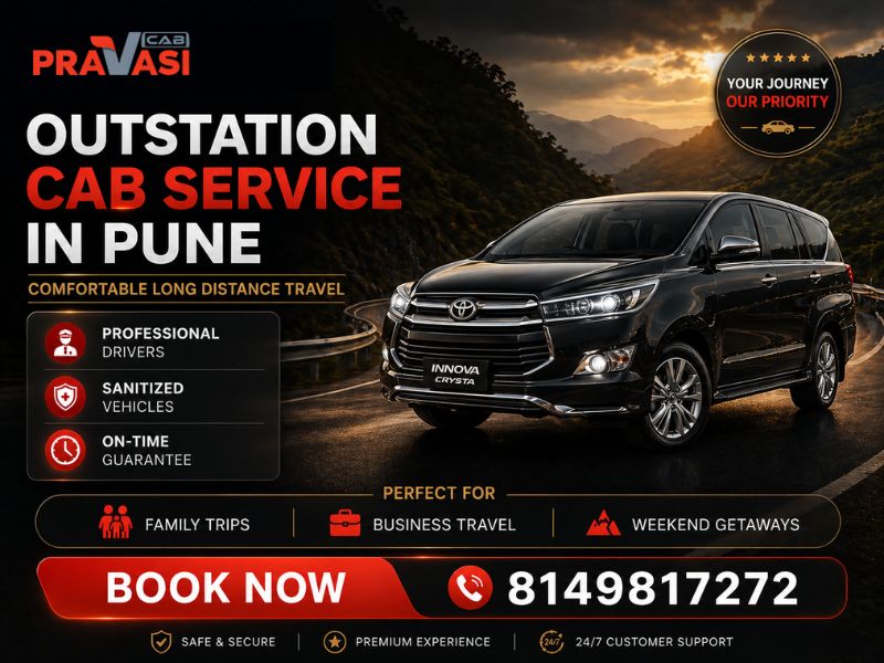 Outstation taxi service in Pune — Pravasi Cab fleet ready for long distance travel