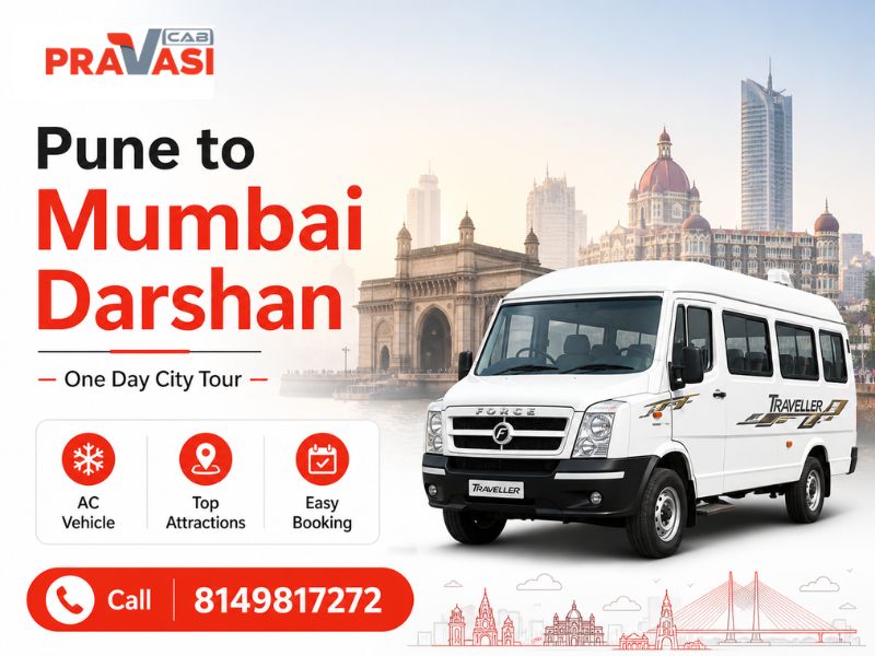 Pune to Mumbai Darshan Bus booking — Tempo Traveller and group cab for Mumbai sightseeing tour from 