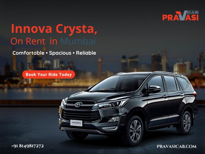 Innova Crysta on rent in Mumbai — 7-seater AC Toyota cab for outstation, airport transfer and local 