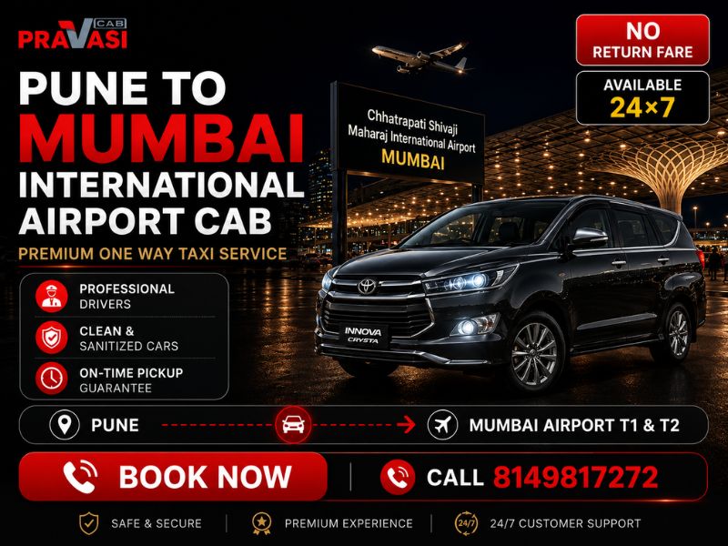 Pune to Mumbai International Airport cab service – one way taxi booking by Pravasi Cab