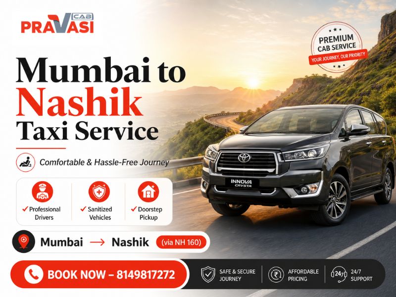 Mumbai to Nashik one way cab service — sedan, SUV and Innova taxi by Pravasi Cab